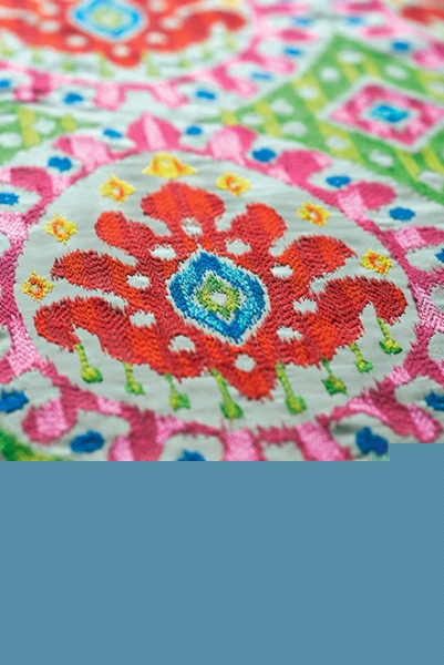 Bella - Bestickte Baumwollmeterware - Ciel