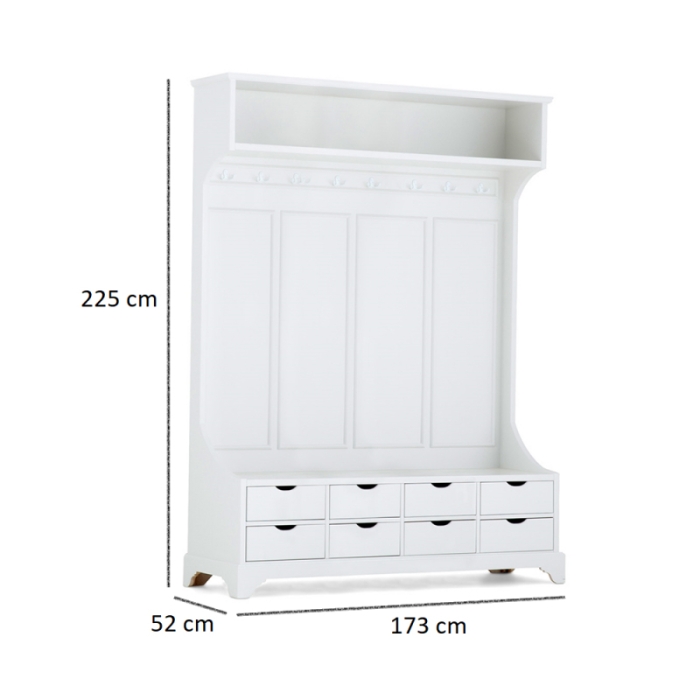 Garderobe Bellechasse aus Pinie in antikweiß