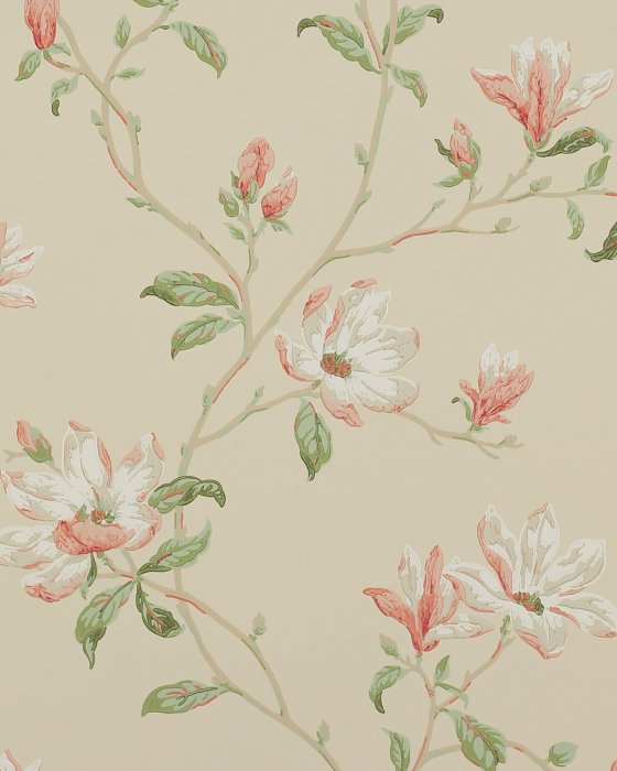 Marchwood Coral/Sage – Tapete von Colefax and Fowler