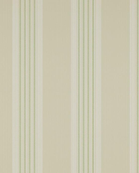 Tealby Stripe Beige/Green – Tapete von Colefax and Fowler