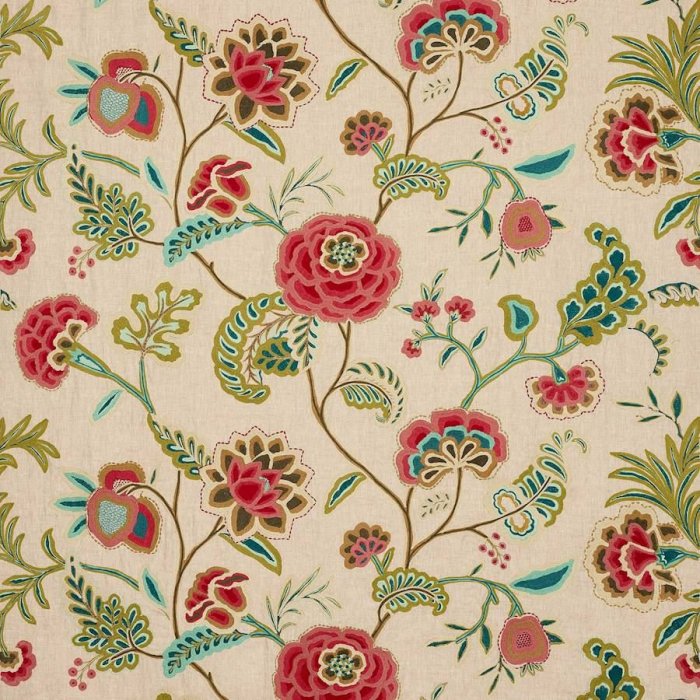 Francine Red/Forest – Stoff von Colefax and Fowler