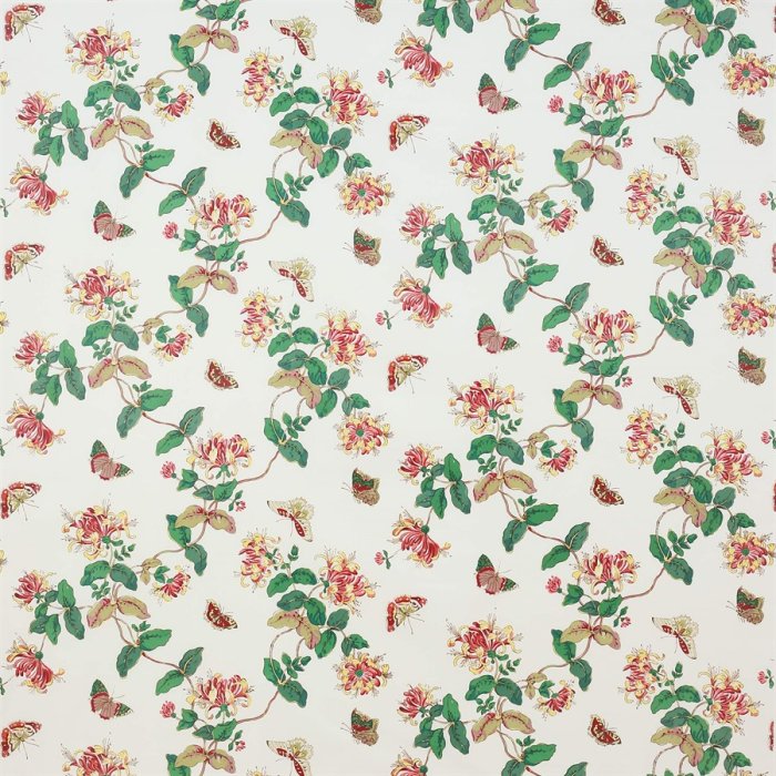 Honeysuckle Blockprint von Colefax and Fowler in Red Chintz