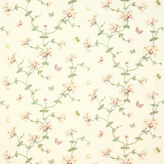 Honeysuckle Garden Cream Pink/Green – Stoff von Colefax and Fowler