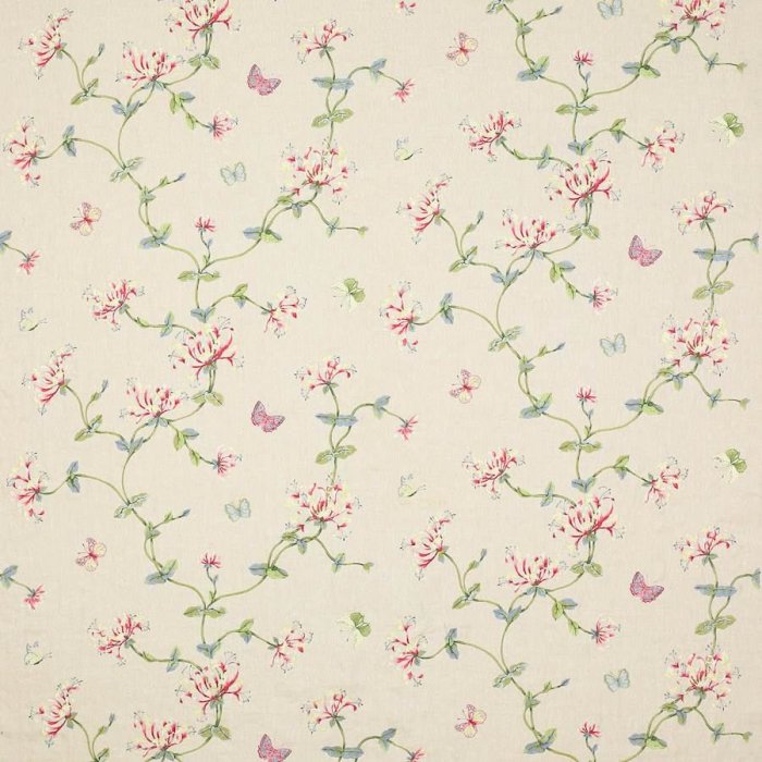 Honeysuckle Garden Red/Green – Stoff von Colefax and Fowler