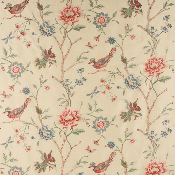 Olivia Silk Red/Green – Stoff von Colefax and Fowler