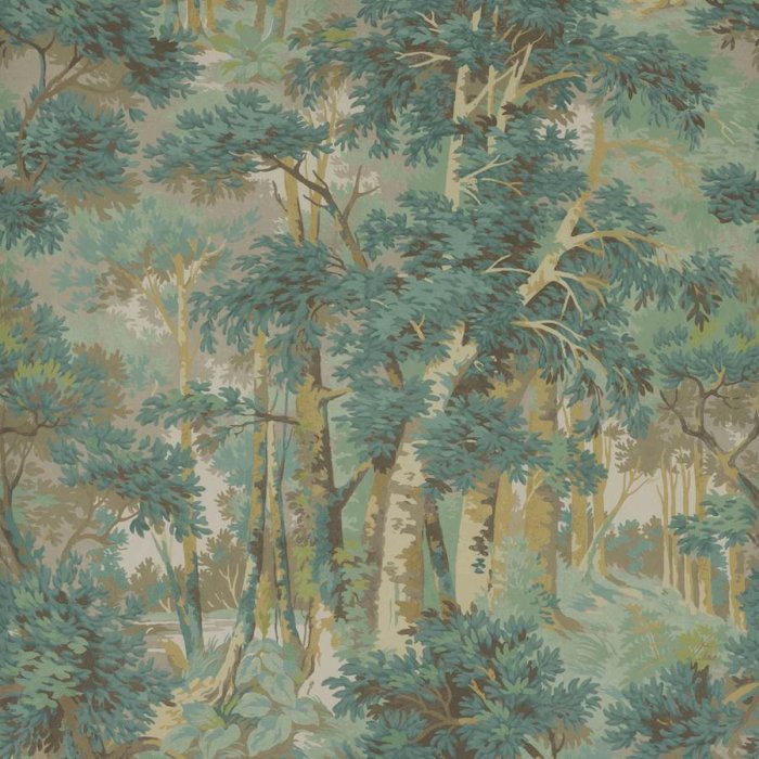 Arden Tapete von Colefax and Fowler in Forest Green