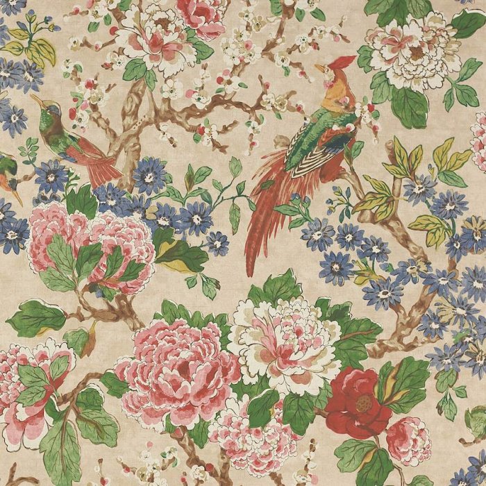 Jardine Tapete von Colefax and Fowler in Red/Green