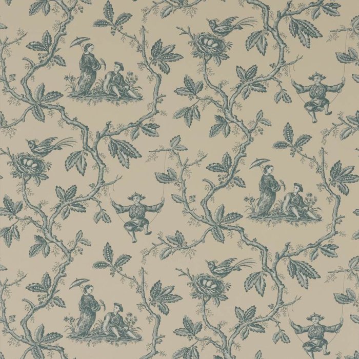 Toile Chinoise Tapete von Colefax and Fowler in Aqua