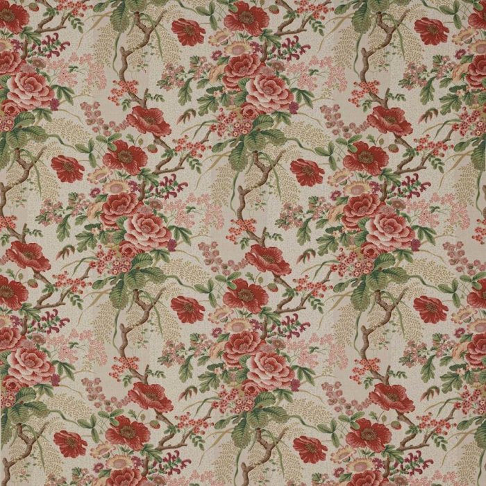 Tree Poppy Red/Forest – Stoff von Colefax and Fowler