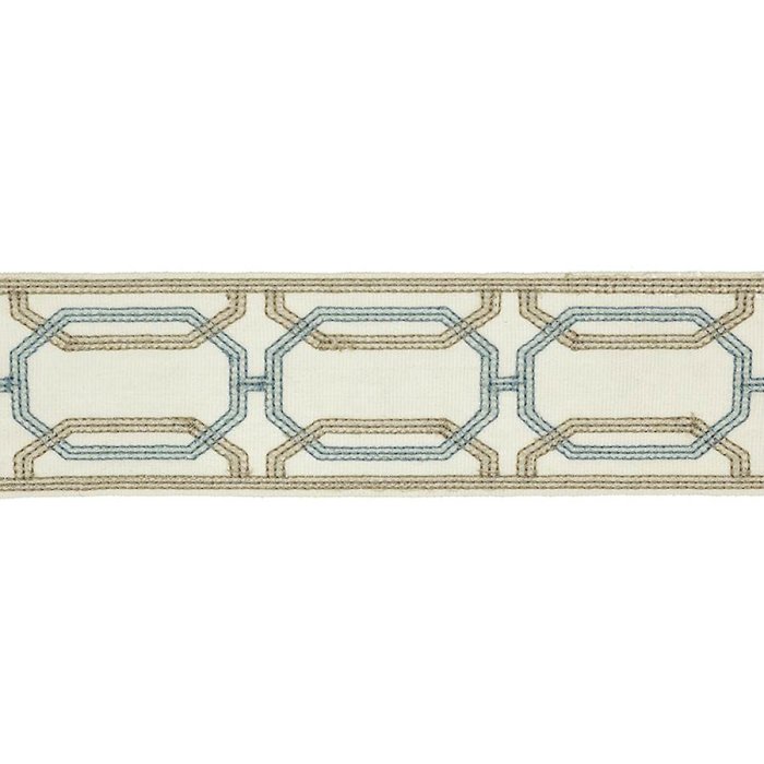 Delano Octagon Braid Aqua – Bestickte Borte von Colefax and Fowler