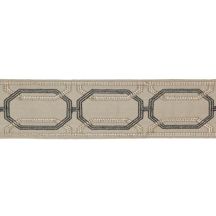 Delano Octagon Braid Charcoal – Bestickte Borte von Colefax and Fowler