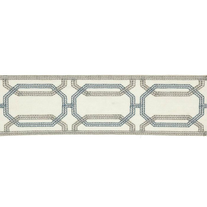Delano Octagon Braid Old Blue – Bestickte Borte von Colefax and Fowler