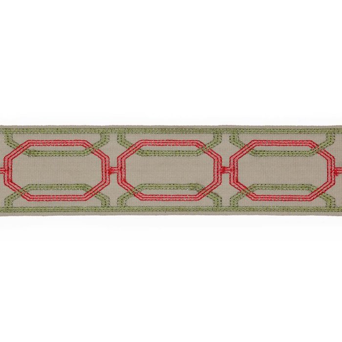Delano Octagon Braid Red/Green – Bestickte Borte von Colefax and Fowler
