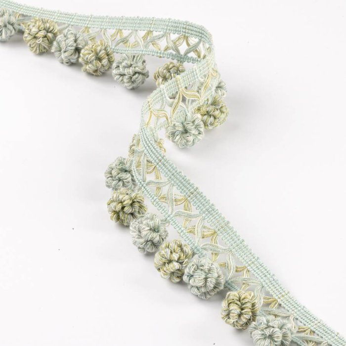 Lansdowne Ruche Drop Aqua/Leaf – Rüschenperlenfranse von Colefax and Fowler