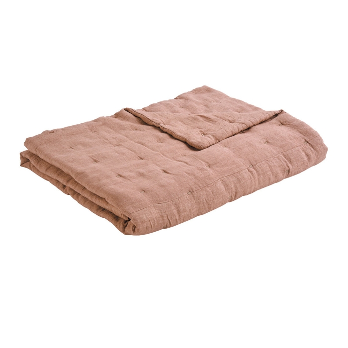 Leinentagesdecke Chloe in blush