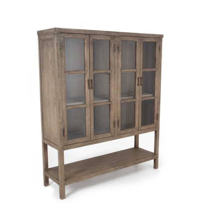 Vitrine Lima von Flamant mit vier Glastüren auf hohem Gestell in Antikfinish