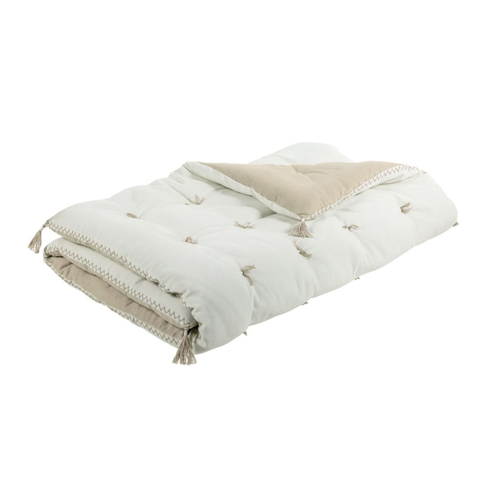 Matteo Plaid / Futon aus Baumwollsamt in weiß-naturale