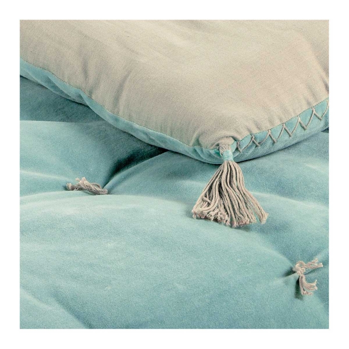 Matteo Plaid / Futon aus Baumwollsamt in Bleu Aqua