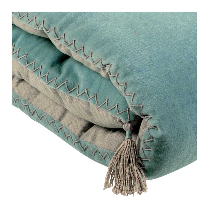 Matteo Plaid / Futon aus Baumwollsamt in Bleu Aqua