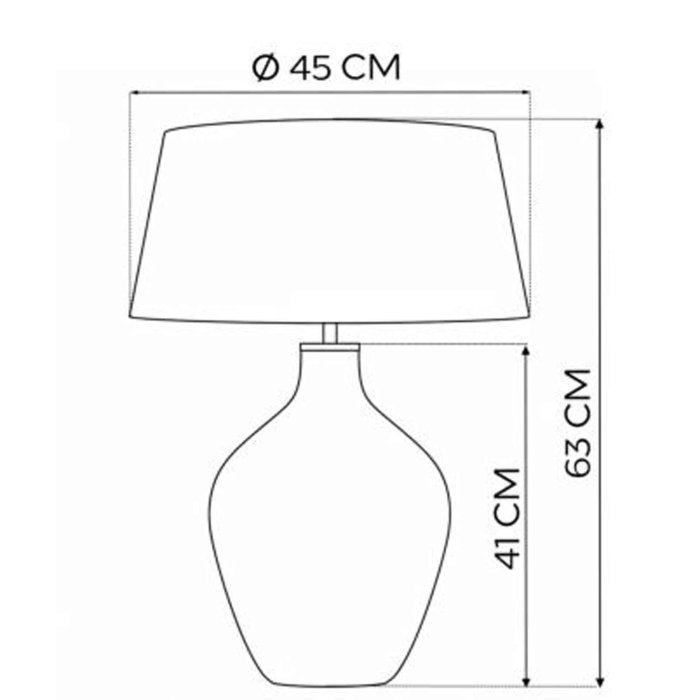 Maßzeichnung Glasleuchte Cleria, Höhe 63 cm, Schirm Ø 45 cm