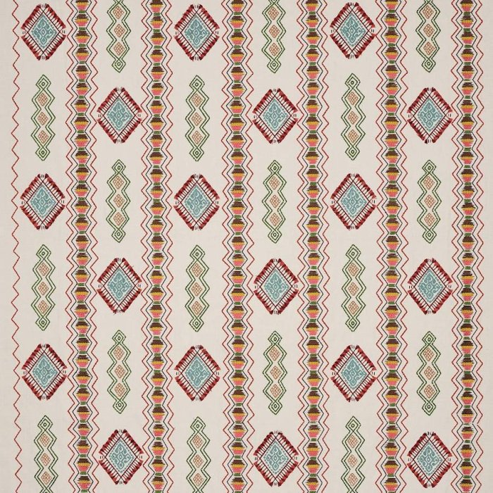 Jane Churchill Dhari Stickstoff in Red/Green
