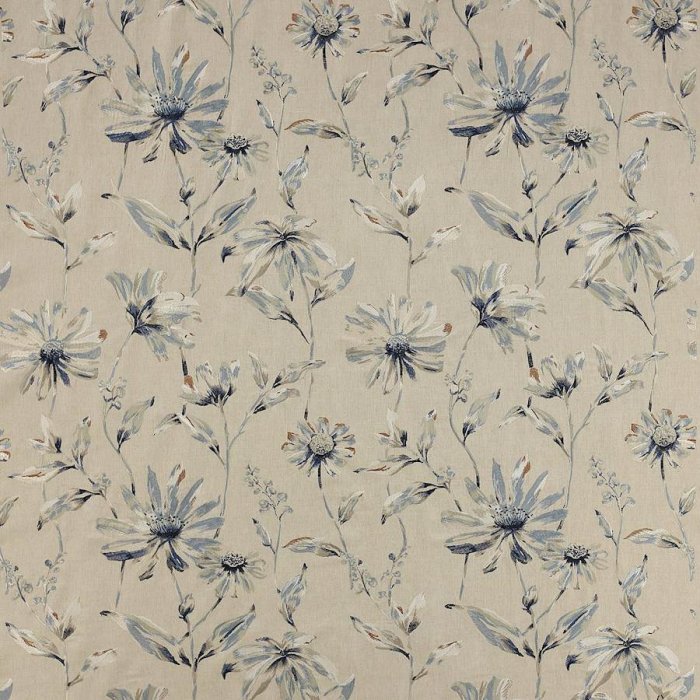 Jane Churchill Floris Stoff in Blue/Linen
