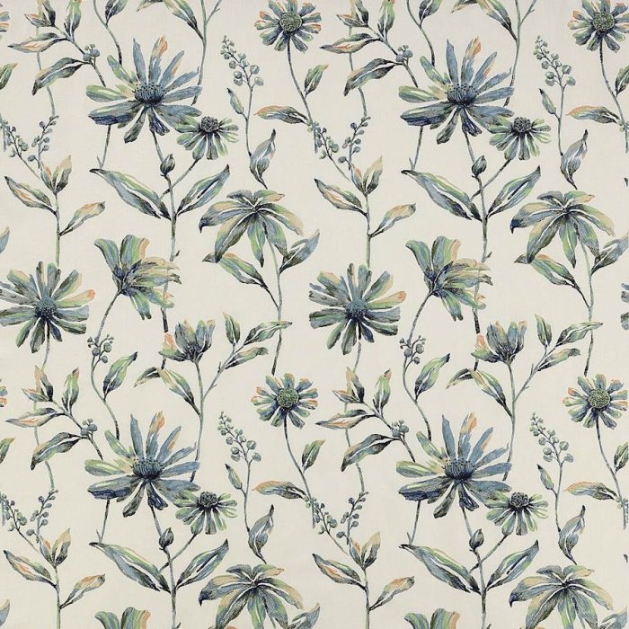 Jane Churchill Floris Stoff in Soft Blue