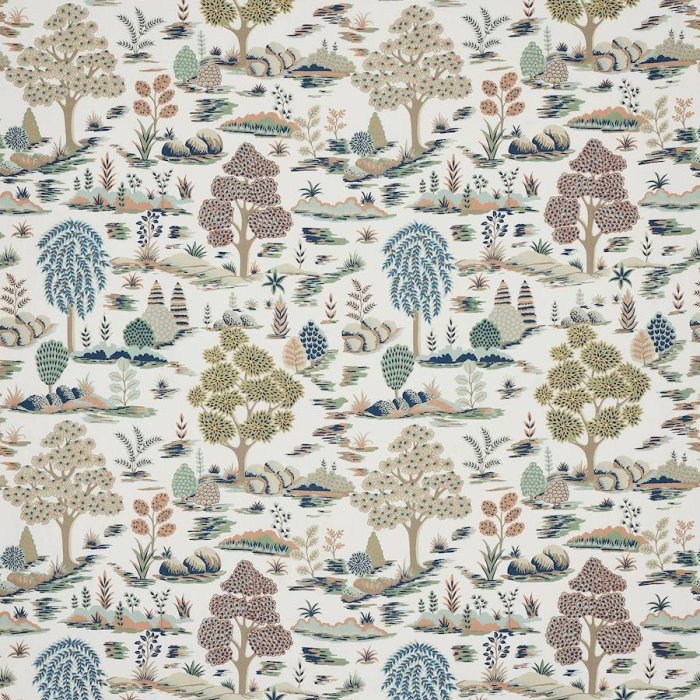 Jane Churchill Hestia Stoff in Navy/Terracotta