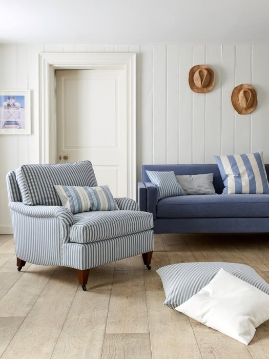 Sessel mit Bezug aus Jane Churchill Hopwell Stripe in Blue