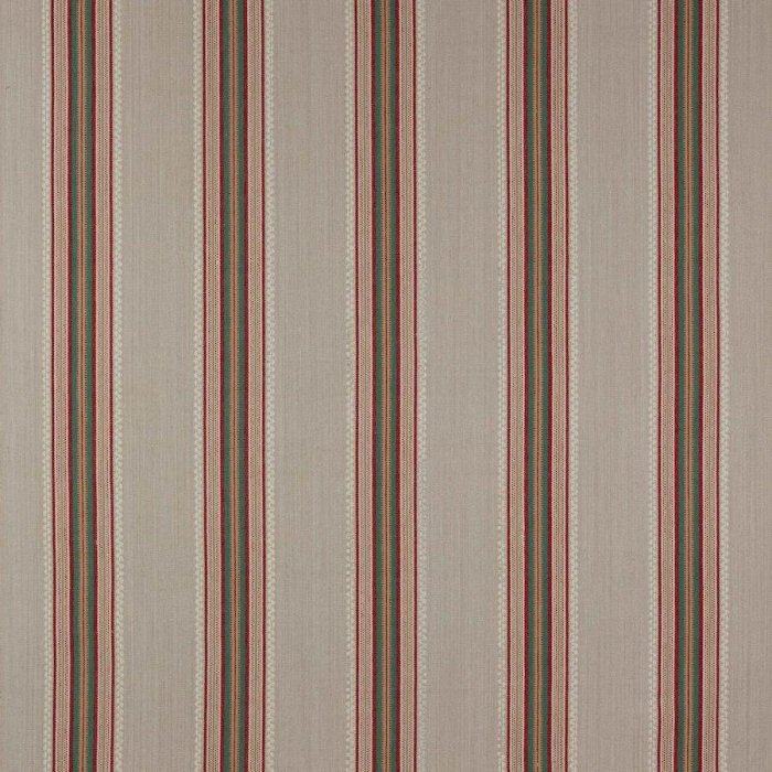 Jane Churchill Indus Stripe Streifenstoff in Red/Green