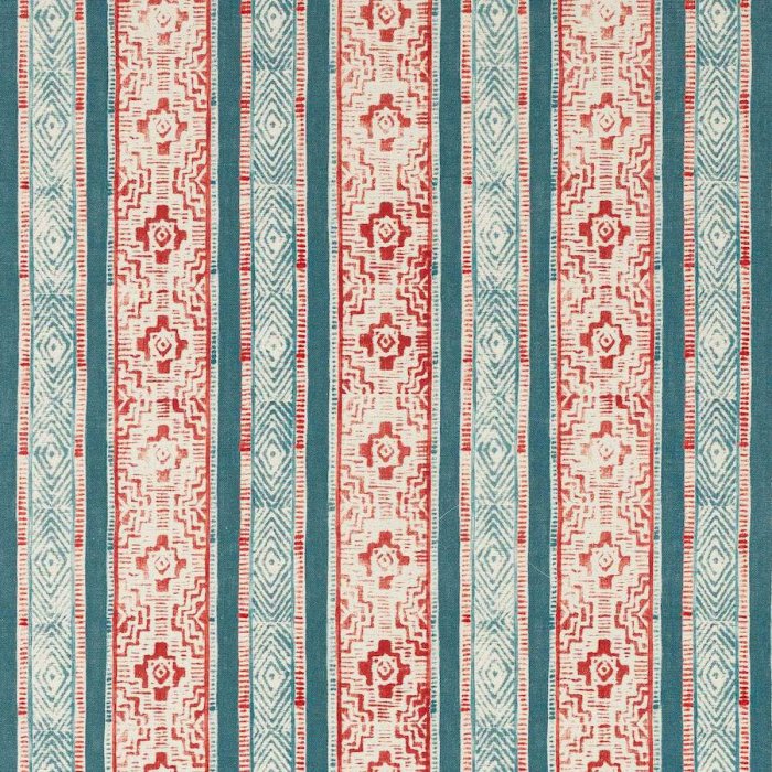 Jane Churchill Jari Stoff in Blue/Red