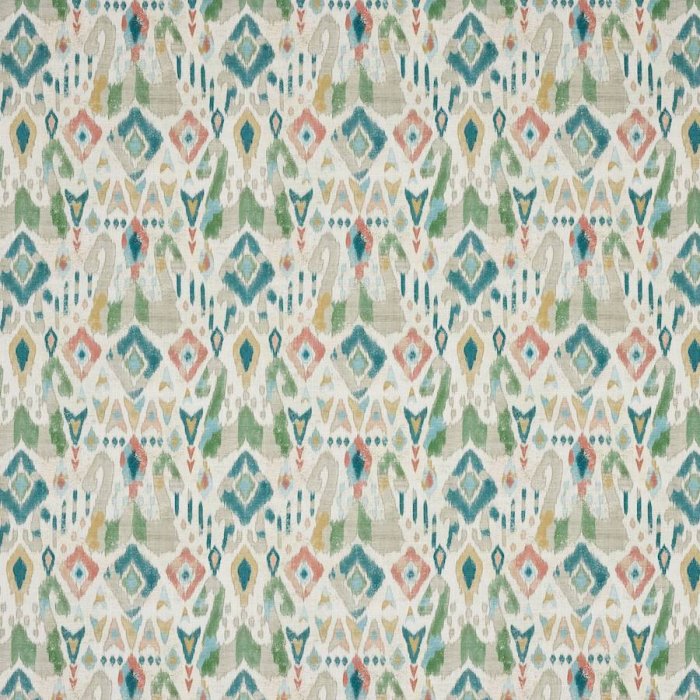 Jane Churchill Jaru Ikat-Stoff in Emerald/Teal