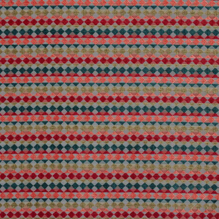 Jane Churchill Kaleido Stoff in Coral/Teal