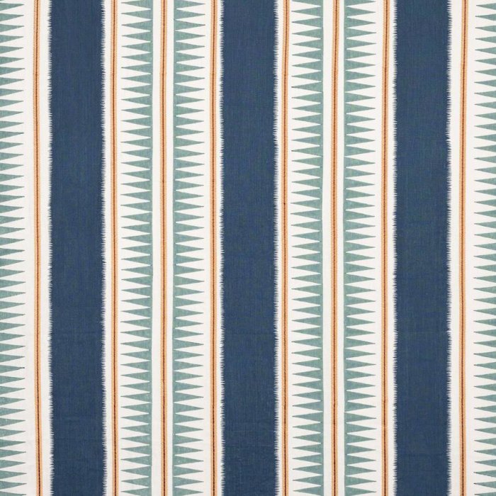 Jane Churchill Kasper Stoff in Indigo/Teal