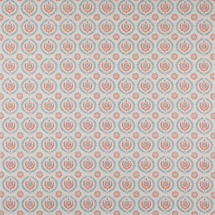 Jane Churchill Kira Stoff in Coral/Slate