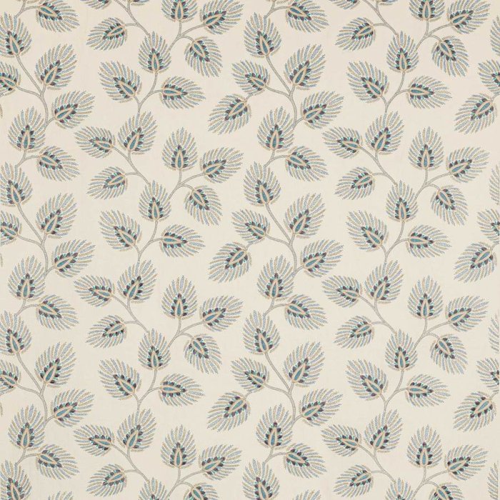 Jane Churchill Peacock Leaf Stoff in Blue