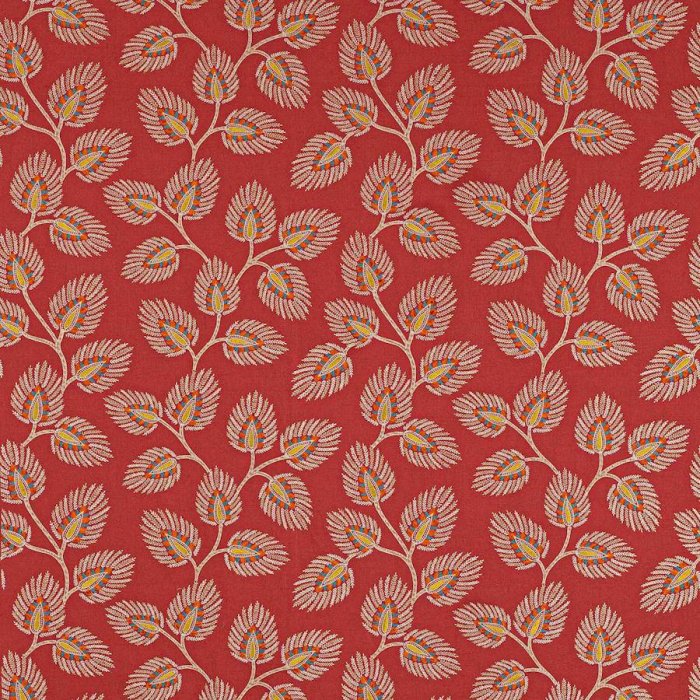 Jane Churchill Peacock Leaf Stoff in Red