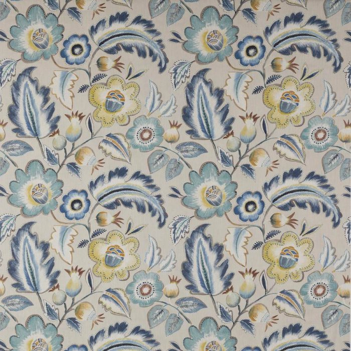 Jane Churchill Piper Stoff in Navy/Ochre