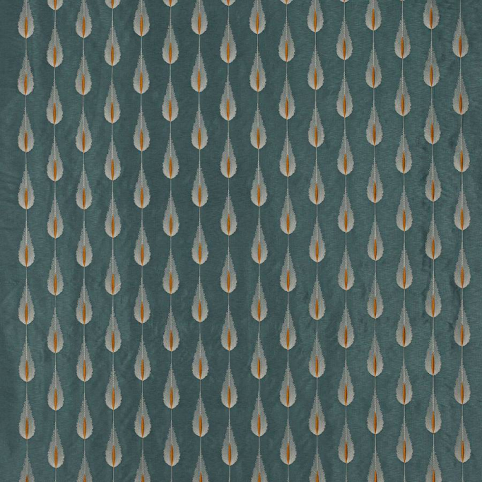 Jane Churchill Plato Stoff in Teal/Copper