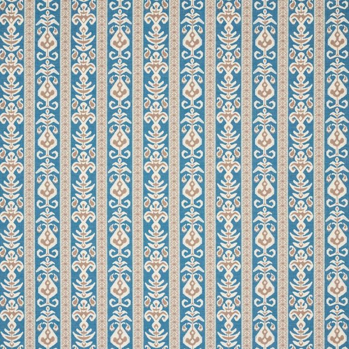 Jane Churchill Ramona Ikat-Stoff in Navy/Chocolate