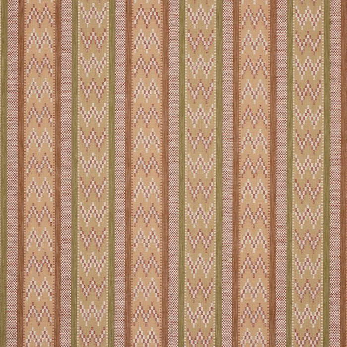 Jane Churchill Rivina Stripe Streifenstoff in Olive/Terracotta
