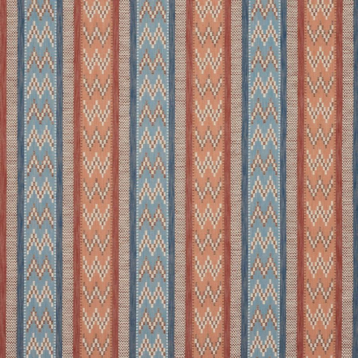 Jane Churchill Rivina Stripe Streifenstoff in Tomato/Blue