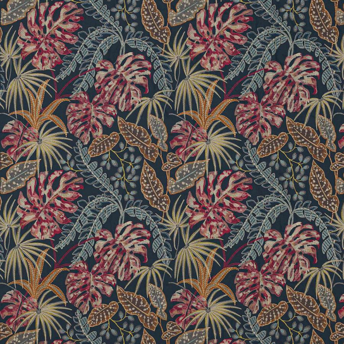 Jane Churchill Rousseau Stoff in Navy/Red