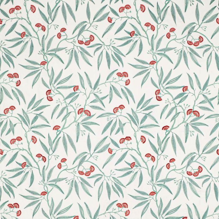 Jane Churchill Silverwood Stoff in Red/Green