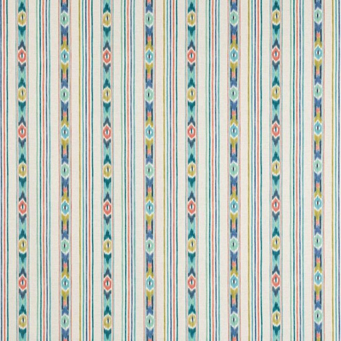 Sitari Stripe Teal/Coral – Stoff von Jane Churchill
