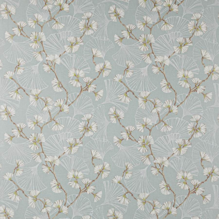 Jane Churchill Snow Flower Leinenstoff in Aqua/Lime