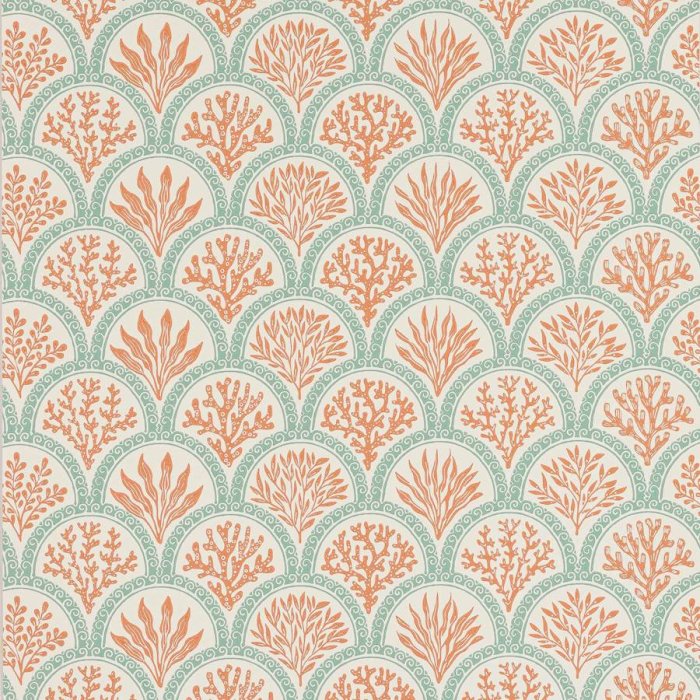 Coralli Tapete von Jane Churchill in Tomato/Blue