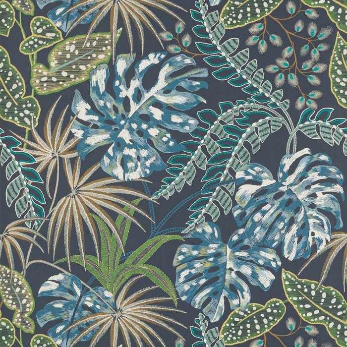 Rousseau Tapete von Jane Churchill in Midnight/Teal