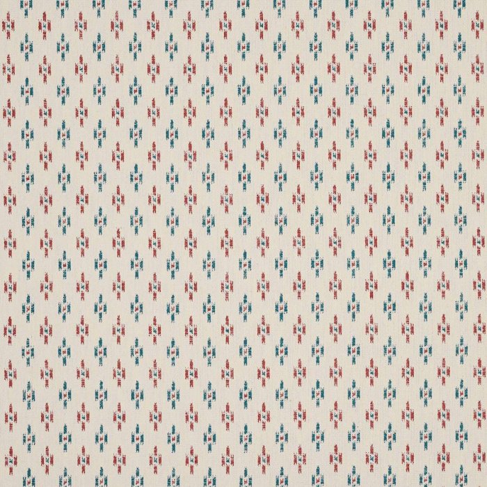 Jane Churchill Tia Stoff in Teal/Red