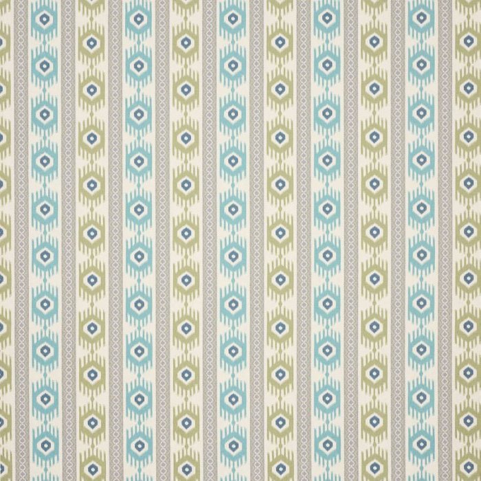 Jane Churchill Torrin Ikat-Stoff in Aqua/Lime